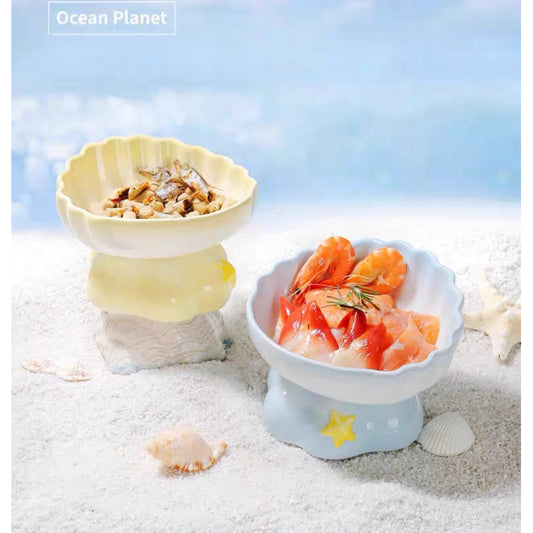 Aino AiMoe Shell Pet Bowl Tall Ceramic Cat Dog Neck Protection Feeder