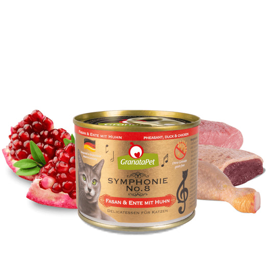 GranataPet Symphonie No. 8 pheasant and duck with chicken 6 x 200g Wet Food for Cat Made in Germany