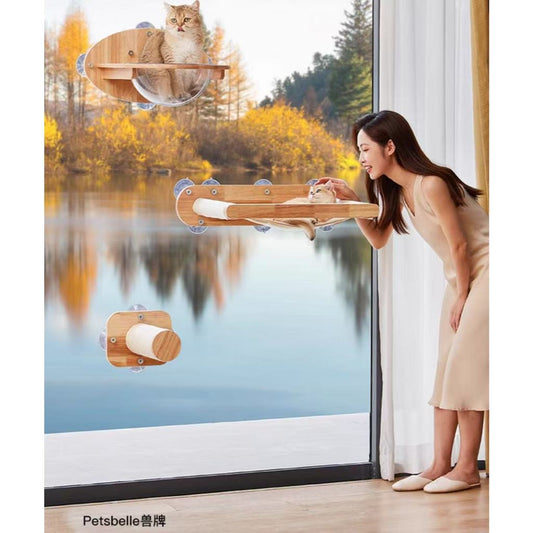 Petsbelle Window Series Cat Scratcher Bed Hammock Suction Pad Pet Tree Furniture Solid Wood