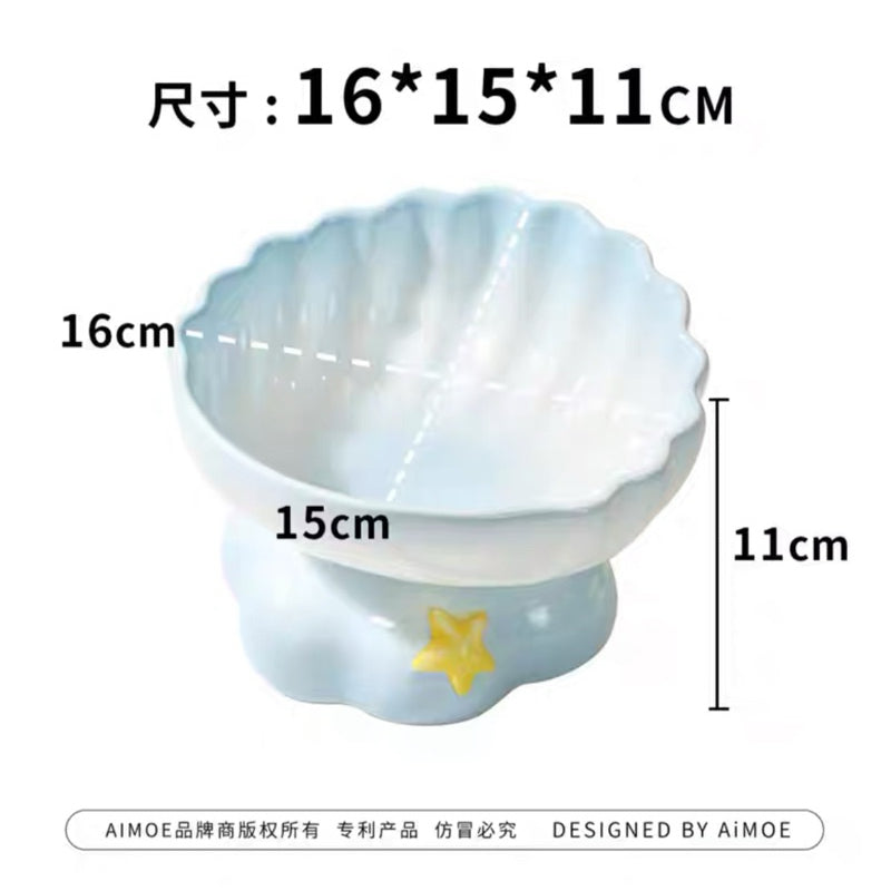 Aino AiMoe Shell Pet Bowl Tall Ceramic Cat Dog Neck Protection Feeder