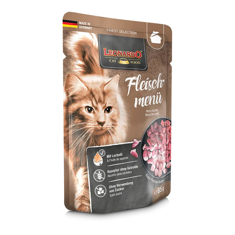 Leonardo Cat Food Finest Selection Meat menu 16*85g Pouches Wet Balanced Food Made in Germany