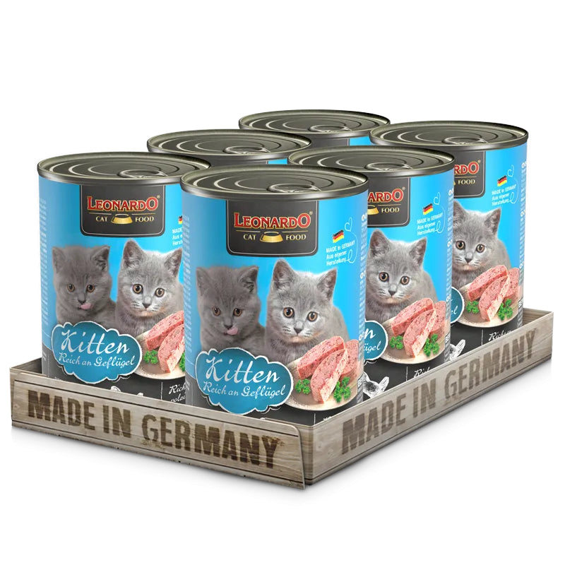 Leonardo Cat Food Quality Selection Kitten Rich in Poultry Wet Complete Balanced Wet Food Bundle