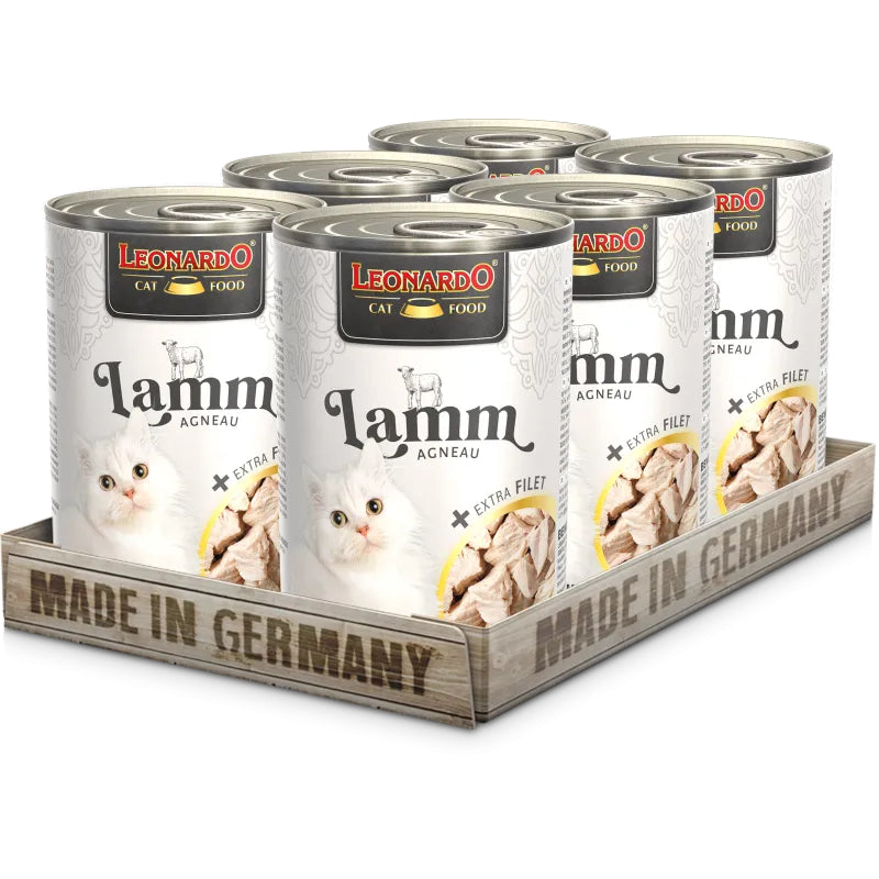 Leonardo Cat Food Extra Fillet Lamb 6*200g 6*400g Wet Complete Food Made in Germany
