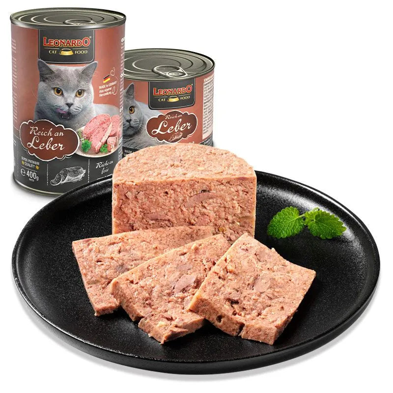 Leonardo Cat Food Quality Selection Rich in Liver Wet Complete Balanced Wet Food Made in Germany