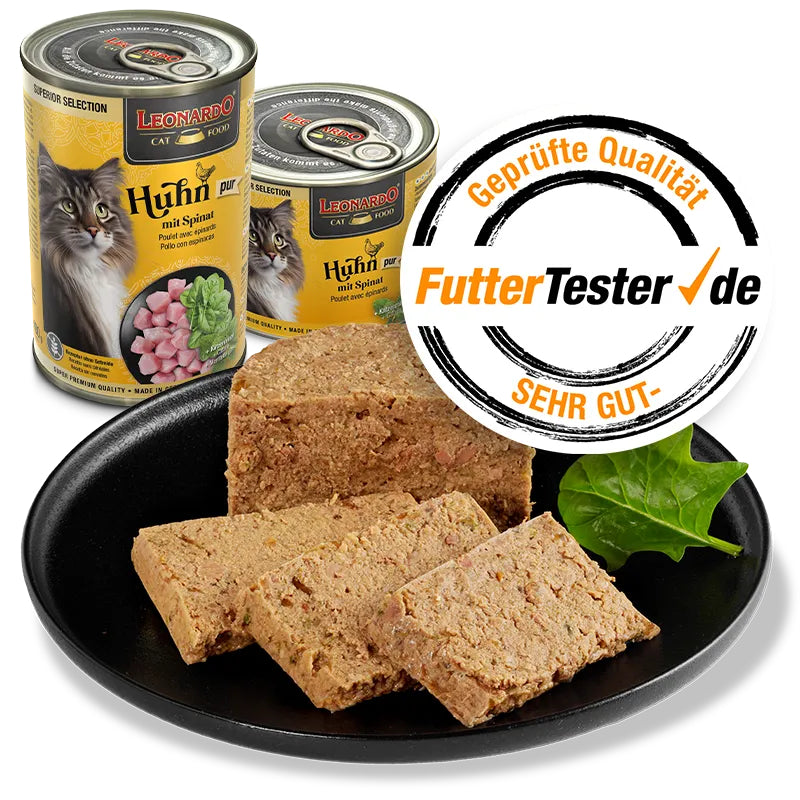 Leonardo Cat Food Superior Selection Chicken with Spinach Wet Complete Pet Food Made in Germany