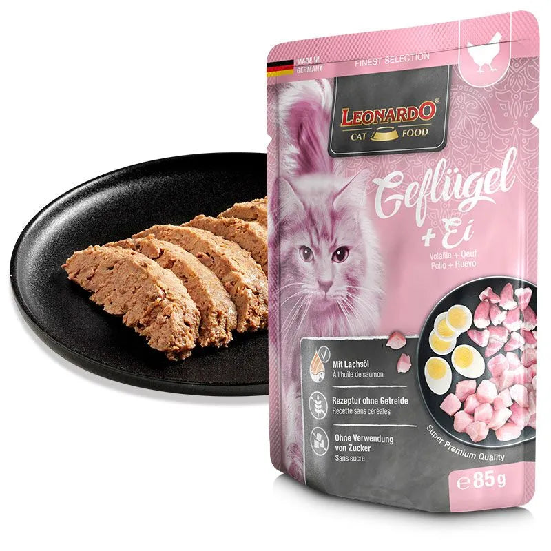 Leonardo Cat Food Finest Selection Wet Food Pouch 85g Complete Balanced Pet Food Made in Germany