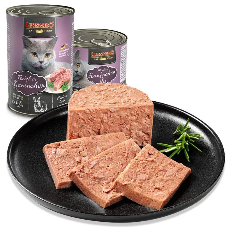 Leonardo Cat Food Quality Selection Rich in Rabbit Wet Complete Balanced Wet Food Made in Germany