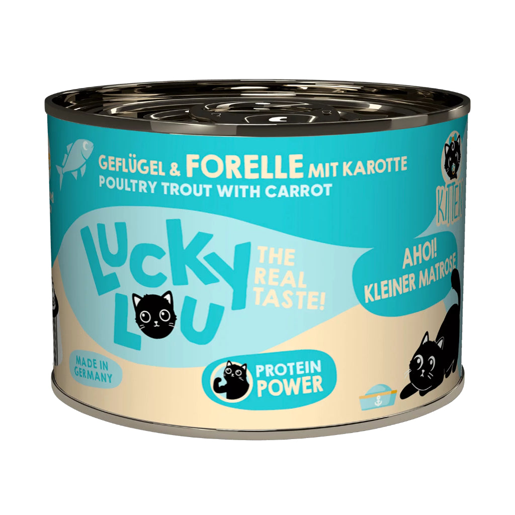 Lucky Lou Wet Food Life Stage Complete Balanced Cat Food Made in Germany 200g Kitten Senior