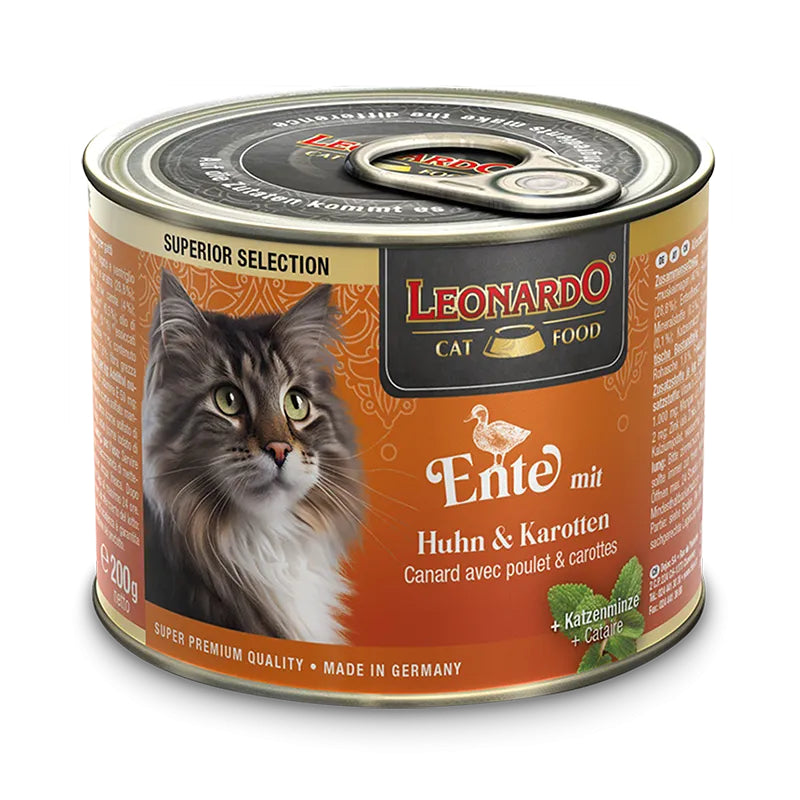 Leonardo Cat Food Superior Selection Can 200g Wet Food Completed Balanced Wet Food Made in Germany