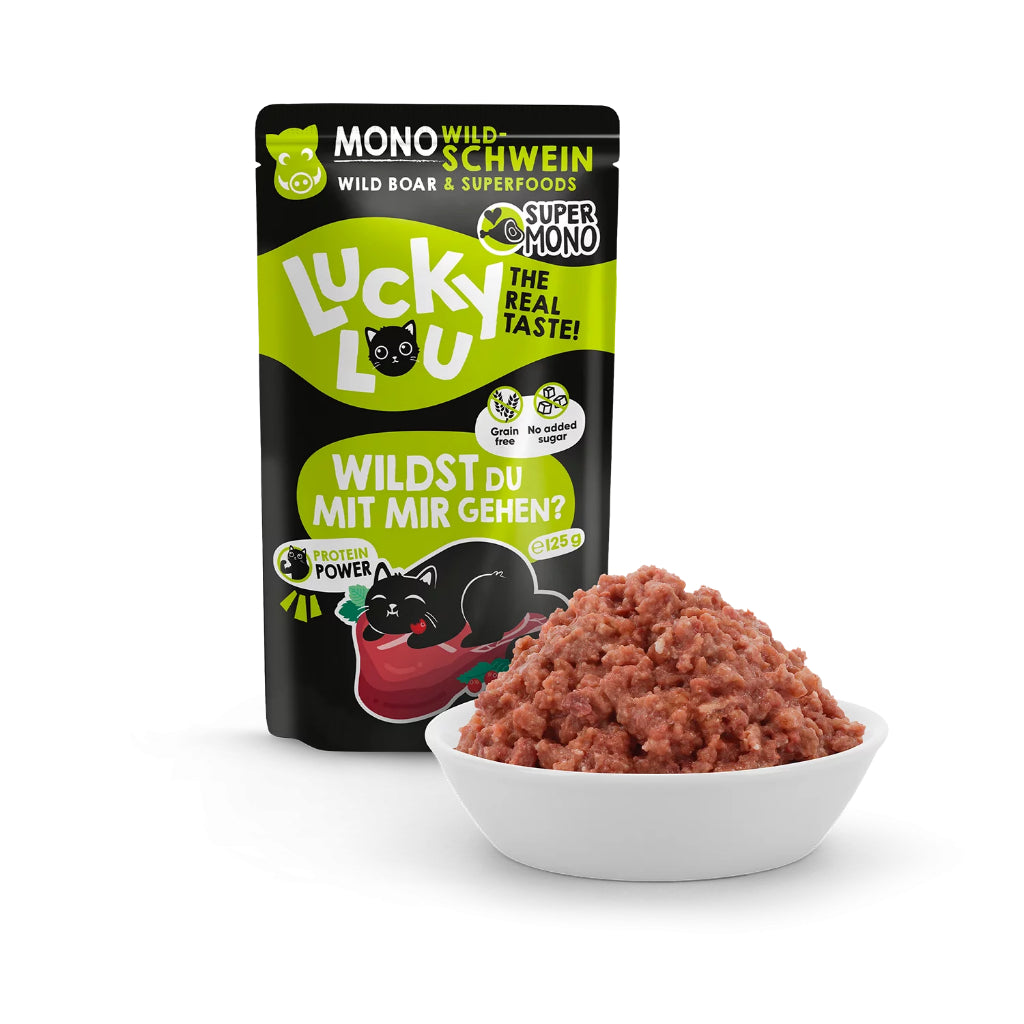 Lucky Lou Supermono Wet Food Single Protein 125g Pouch Complete Balance Cat Food Pet Made in Germany