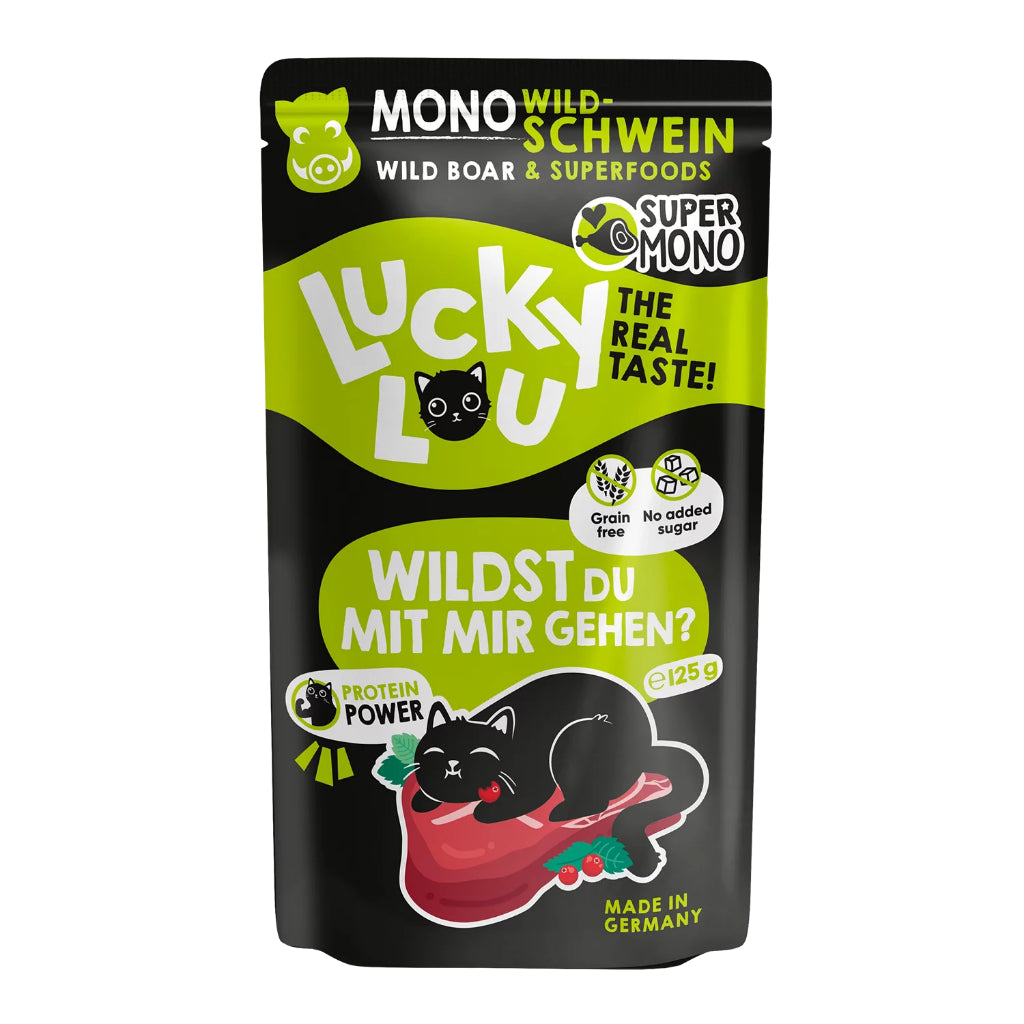 Lucky Lou Supermono Wet Food Single Protein 125g Pouch Complete Balance Cat Food Pet Made in Germany