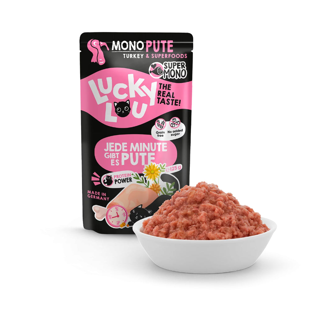 Lucky Lou Supermono Wet Food Single Protein 125g Pouch Complete Balance Cat Food Pet Made in Germany