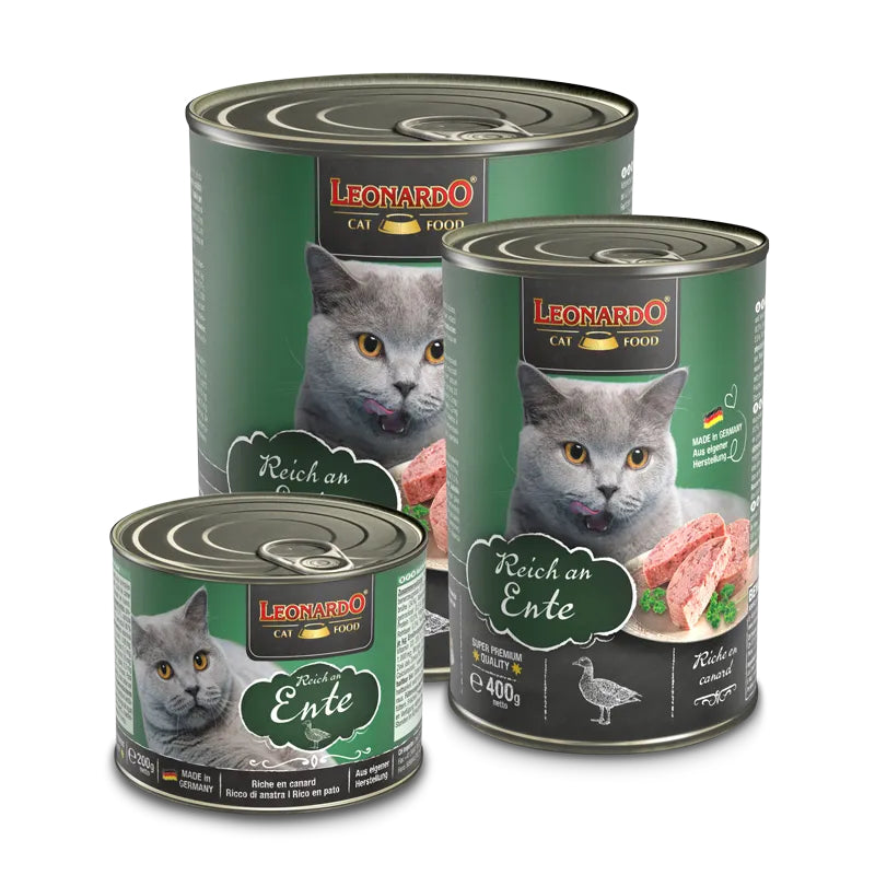 Leonardo Cat Food Quality Selection Rich in Duck Wet Complete Balanced Wet Food Made in Germany