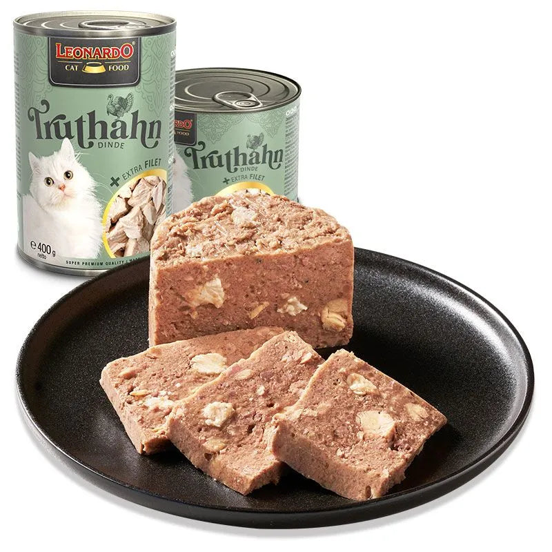 Leonardo Cat Food Extra Fillet Turkey 6*200g 6*400g Wet Complete Food Made in Germany