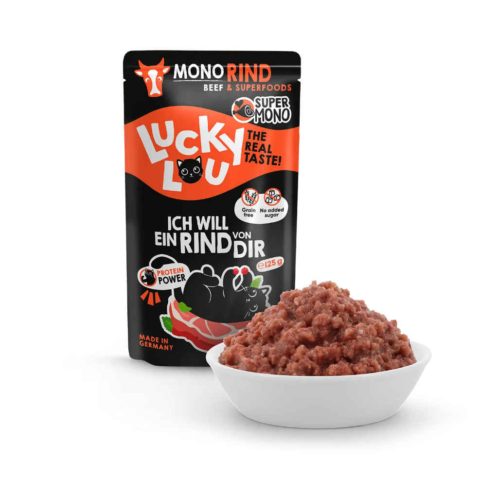 Lucky Lou Supermono Wet Food Single Protein 125g Pouch Complete Balance Cat Food Pet Made in Germany