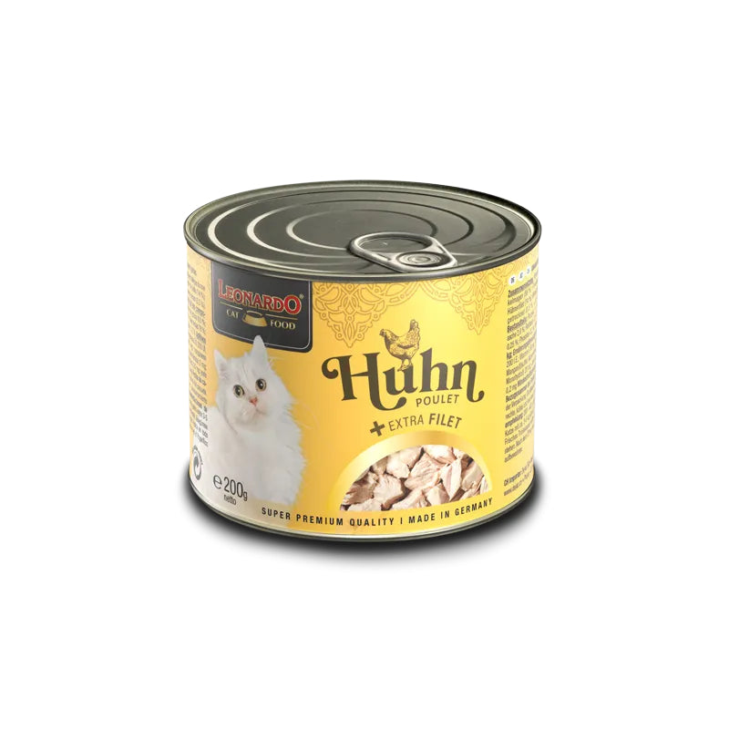 Leonardo Cat Food Extra Filet Can 200g Wet Food Completed Balanced Wet Food Made in Germany Fillet