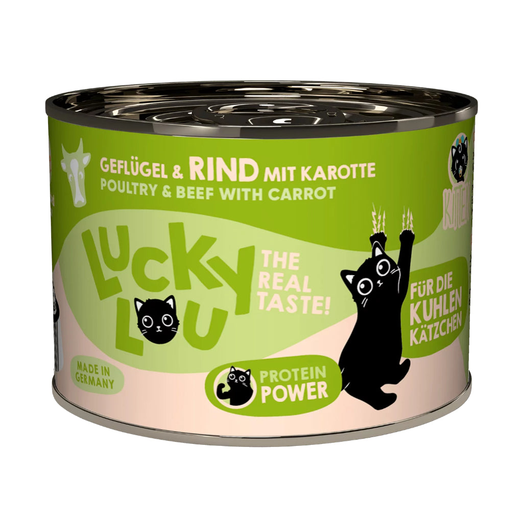 Lucky Lou Wet Food Life Stage Complete Balanced Cat Food Made in Germany 200g Kitten Senior