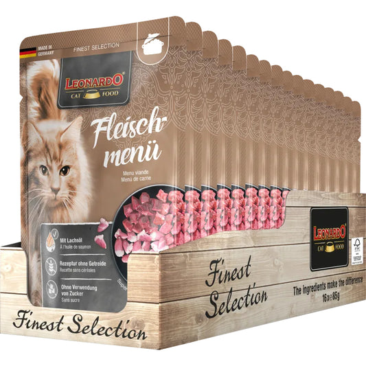 Leonardo Cat Food Finest Selection Meat menu 16*85g Pouches Wet Balanced Food Made in Germany