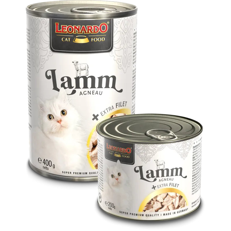 Leonardo Cat Food Extra Fillet Lamb 6*200g 6*400g Wet Complete Food Made in Germany