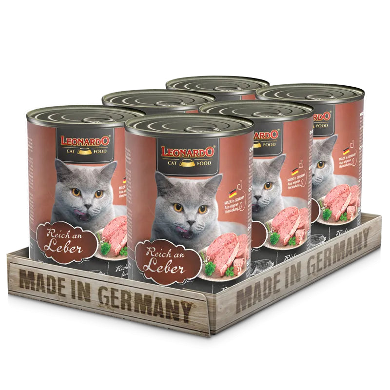 Leonardo Cat Food Quality Selection Rich in Liver Wet Complete Balanced Wet Food Made in Germany