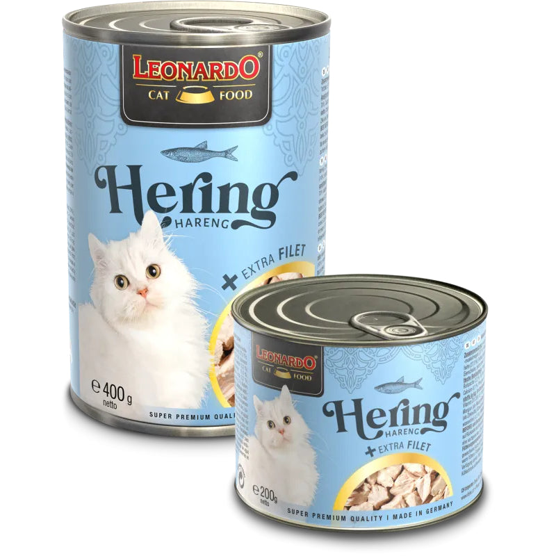 Leonardo Cat Food Extra Fillet Hering 6*200g 6*400g Wet Complete Food Made in Germany