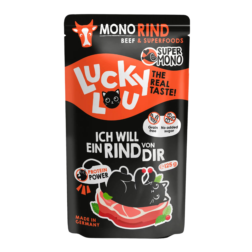 Lucky Lou Supermono Wet Food Single Protein 125g Pouch Complete Balance Cat Food Pet Made in Germany