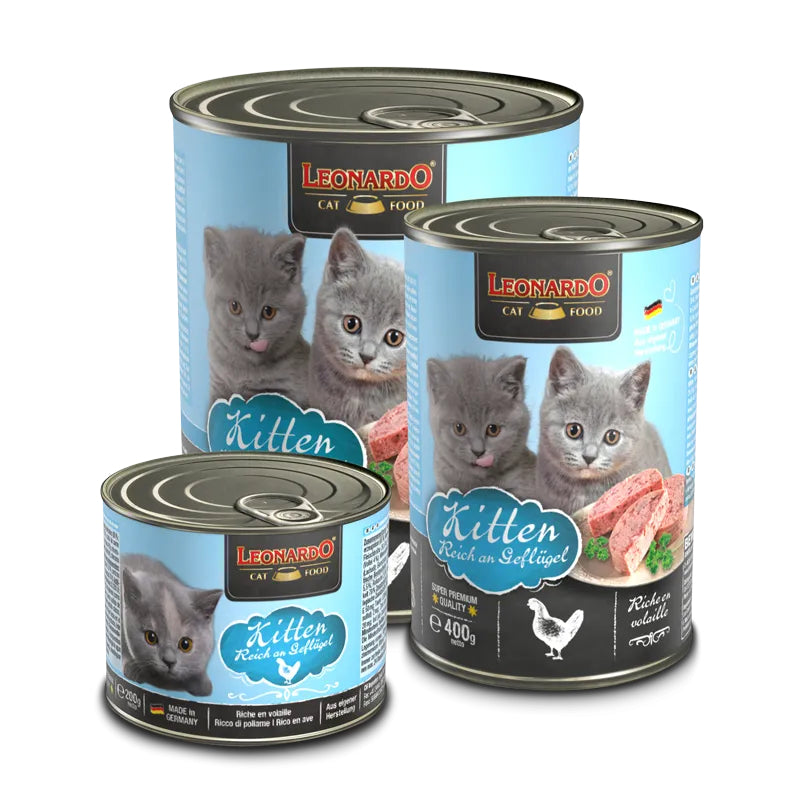 Leonardo Cat Food Quality Selection Kitten Rich in Poultry Wet Complete Balanced Wet Food Bundle
