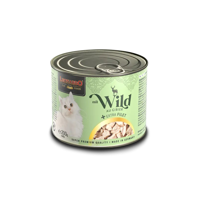 Leonardo Cat Food Extra Filet Can 200g Wet Food Completed Balanced Wet Food Made in Germany Fillet