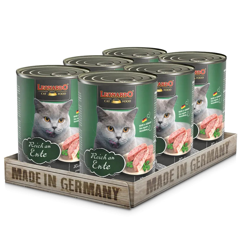 Leonardo Cat Food Quality Selection Rich in Duck Wet Complete Balanced Wet Food Made in Germany