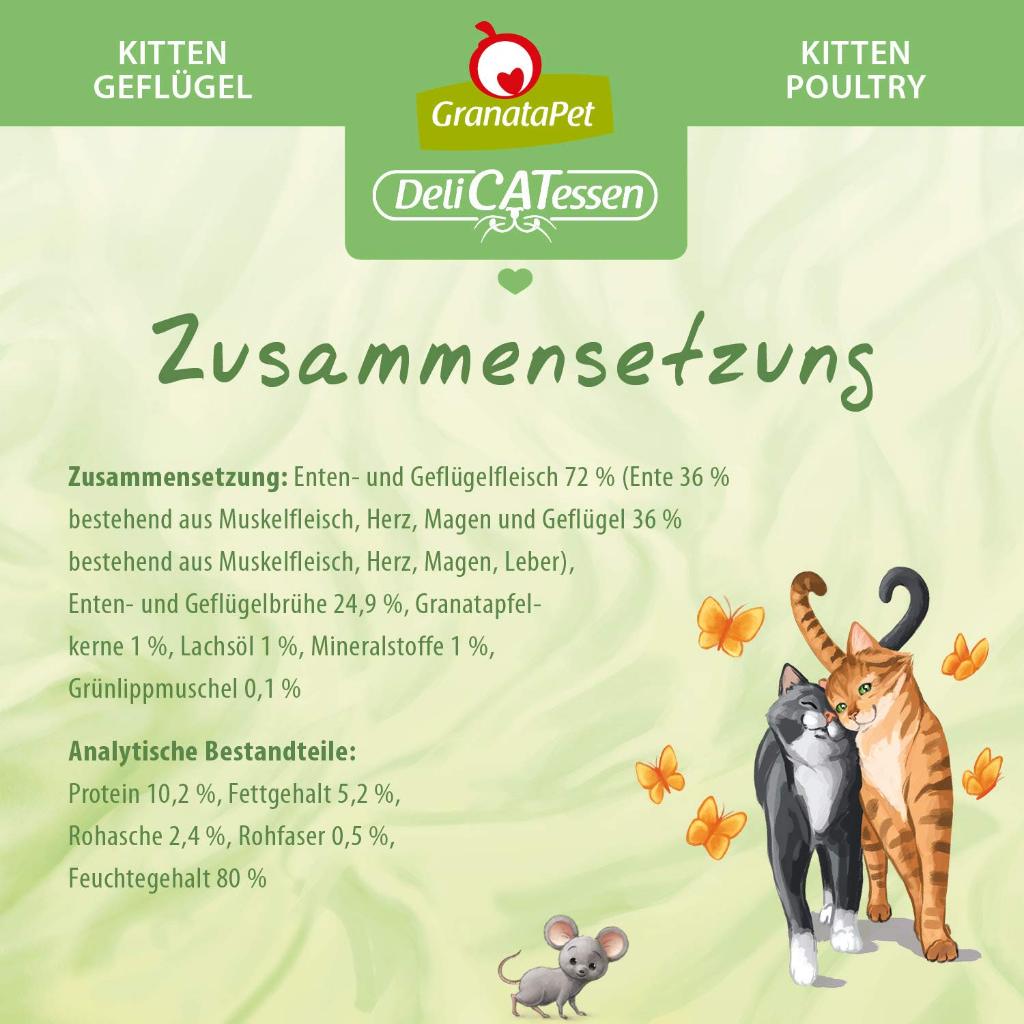 GranataPet DeliCATessen Kitten / Junior Poultry 85g/200g x 6 Cat Complete Wet Food Made in Germany