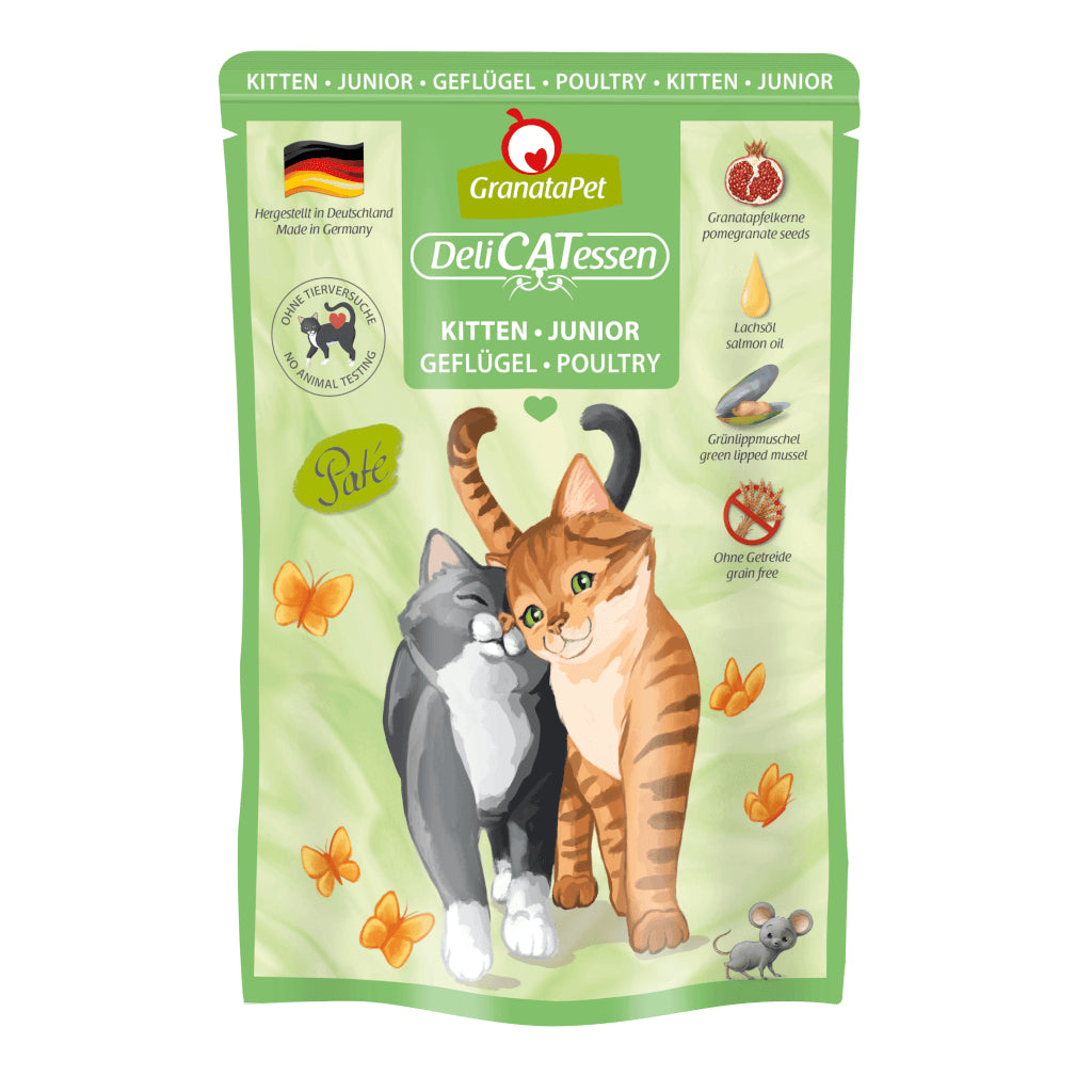 GranataPet DeliCATessen Kitten / Junior Poultry 85g/200g x 6 Cat Complete Wet Food Made in Germany