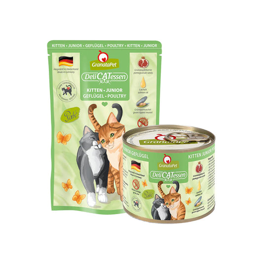GranataPet DeliCATessen Kitten / Junior Poultry 85g/200g x 6 Cat Complete Wet Food Made in Germany
