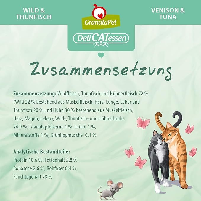 GranataPet DeliCATessen Wild game & tuna Cat Wet Food Complete Balanced Meal Made in Germany