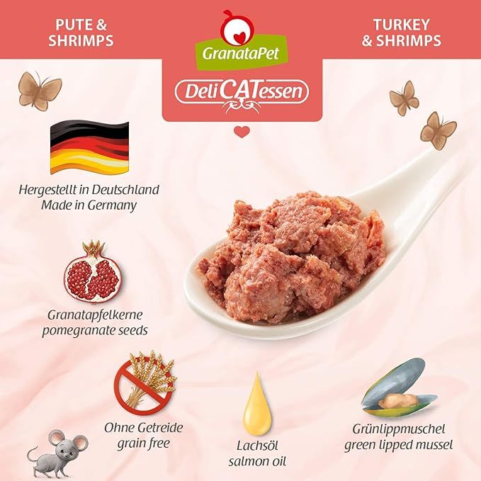 GranataPet DeliCATessen Turkey & Shrimp Cat Wet Food Complete Balanced Meal Made in Germany