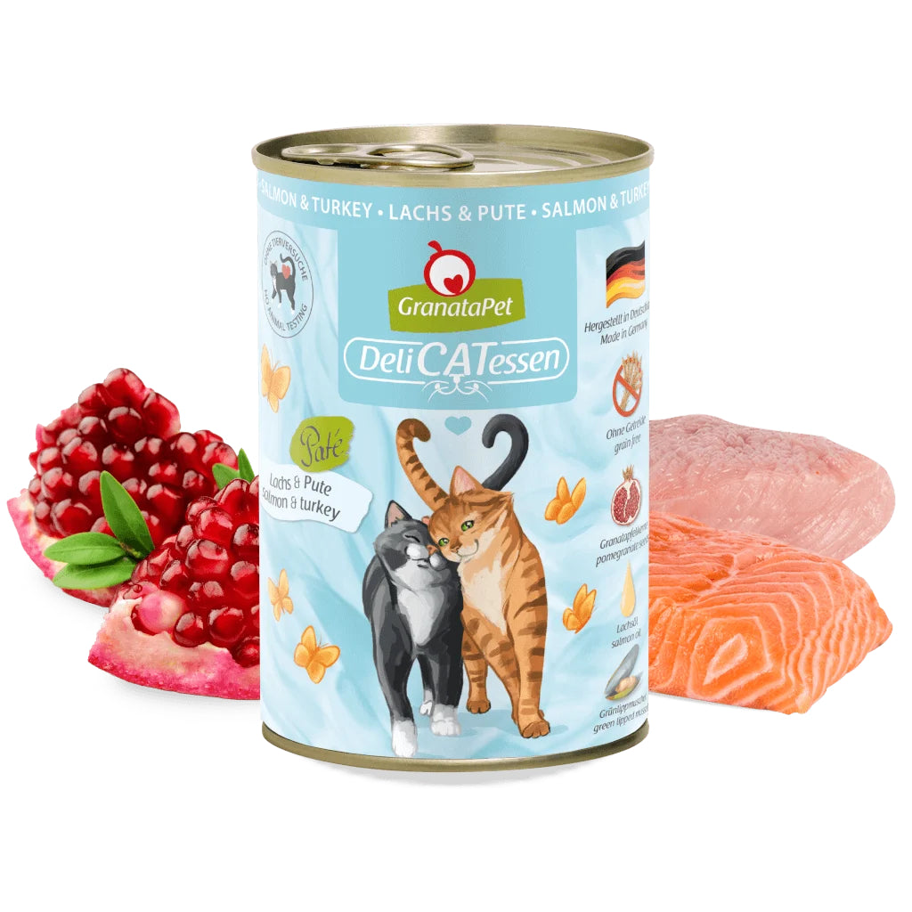 GranataPet DeliCATessen Salmon & Turkey Cat Wet Food Complete Balanced Meal Made in Germany