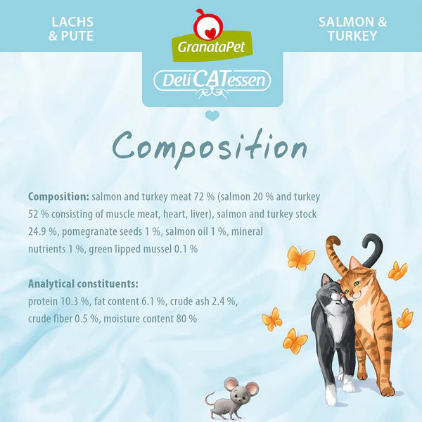 GranataPet DeliCATessen Salmon & Turkey Cat Wet Food Complete Balanced Meal Made in Germany