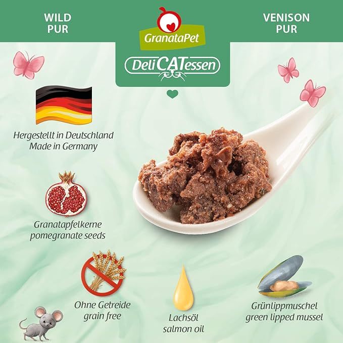 GranataPet DeliCATessen Wild PURE Venison Cat Wet Food Complete Balanced Meal Made in Germany