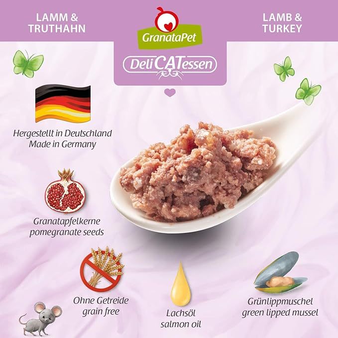 GranataPet DeliCATessen Lamb & Turkey Cat Wet Food Complete Balanced Meal Made in Germany
