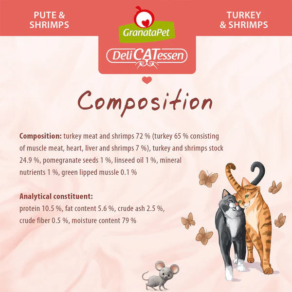 GranataPet DeliCATessen Turkey & Shrimp Cat Wet Food Complete Balanced Meal Made in Germany
