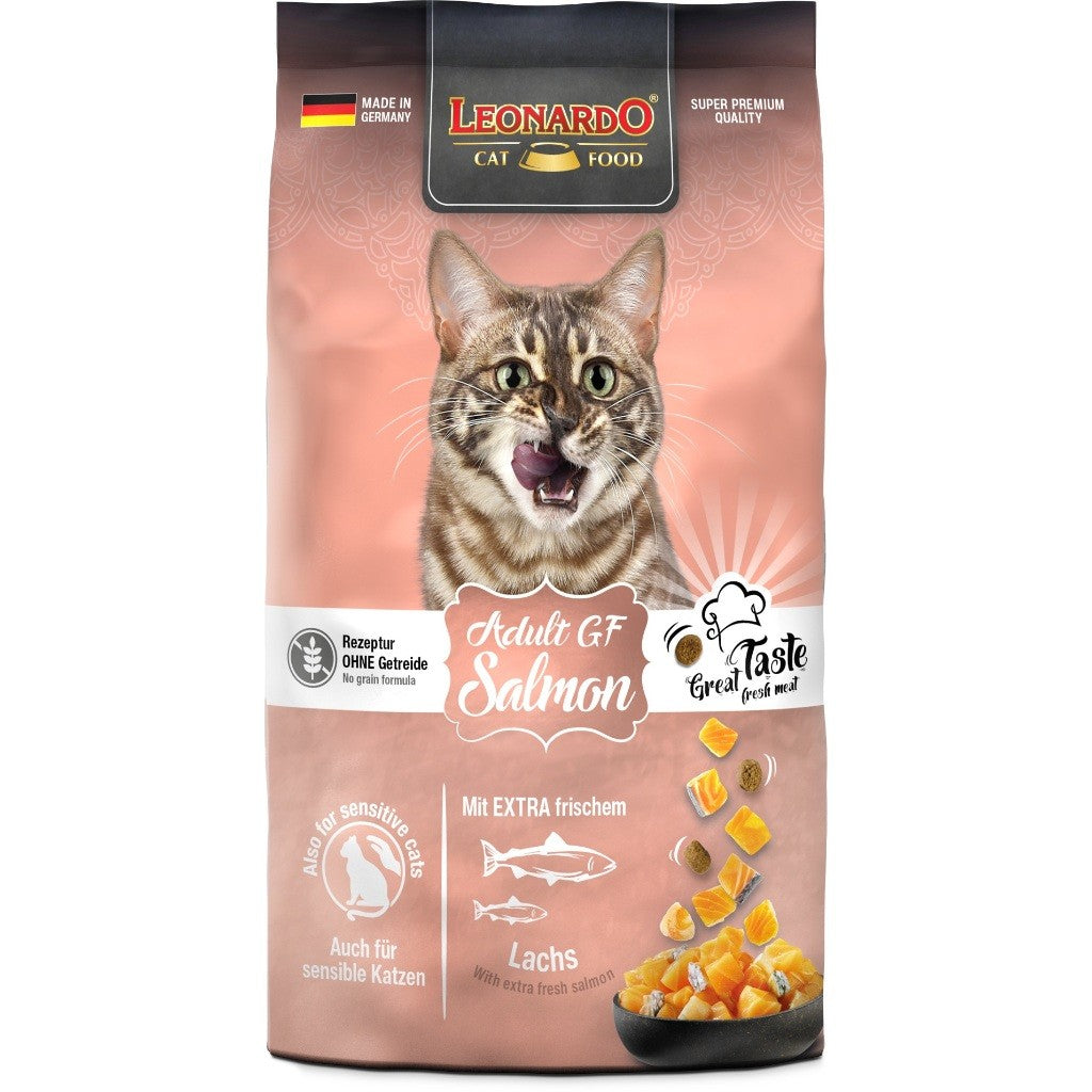 Leonardo Cat Dry Food Recipe without Grain Adult GF Salmon Made in Germany Grain Free 0.3kg 1.8kg