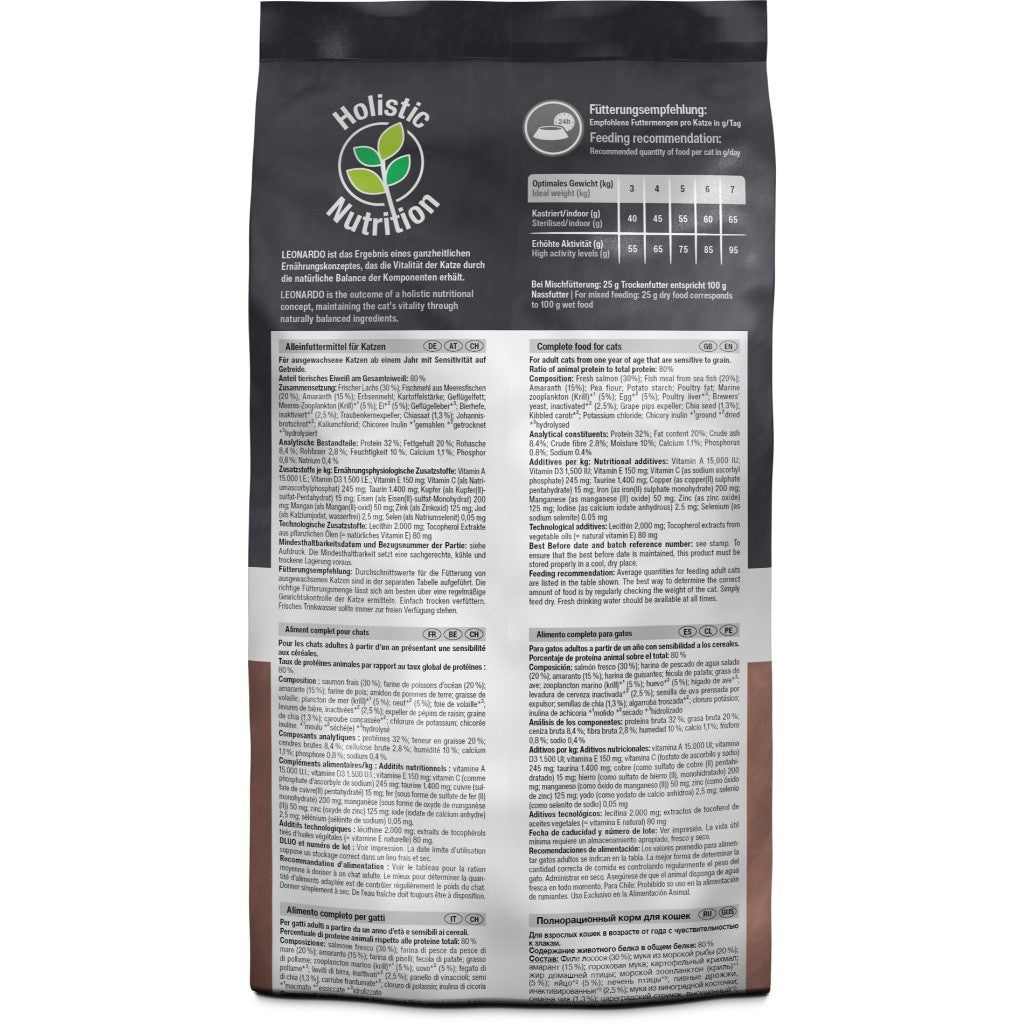 Leonardo Cat Dry Food Recipe without Grain Adult GF Salmon Made in Germany Grain Free 0.3kg 1.8kg