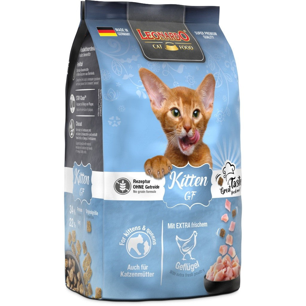 Leonardo Cat Dry Food Recipe without Grain Kitten GF Made in Germany Grain Free 0.3kg/1.8kg