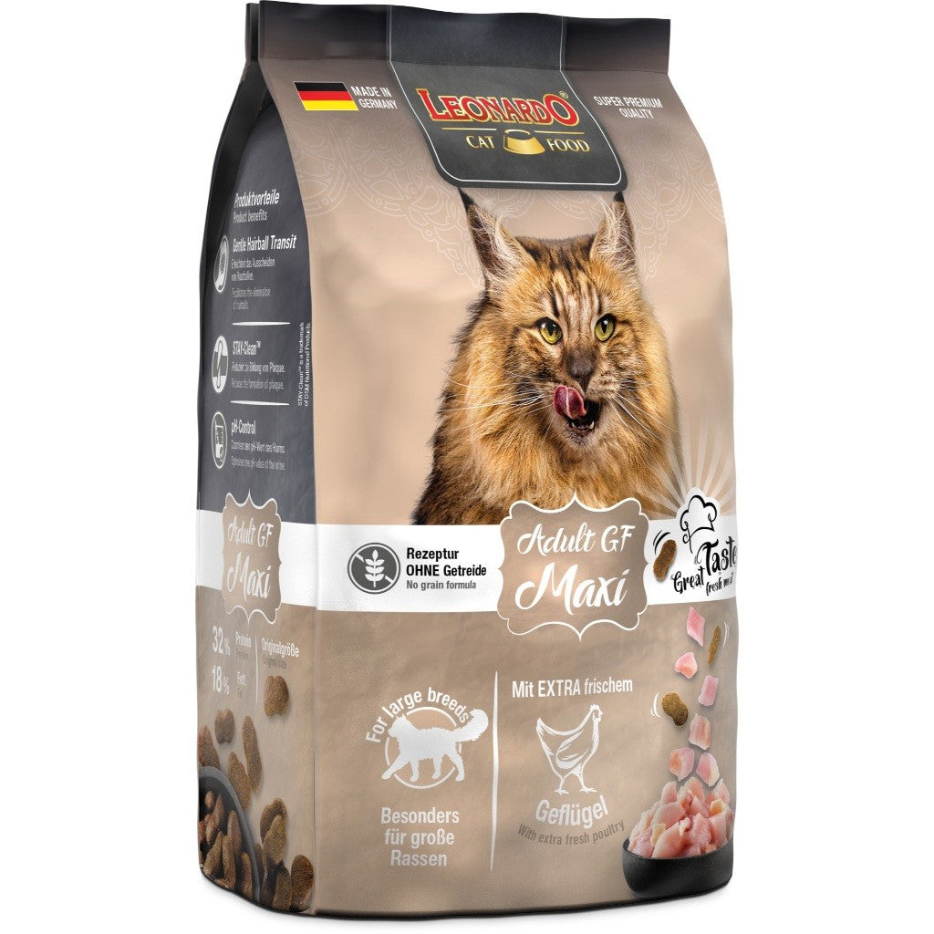 Leonardo Cat Dry Food Recipe without Grain Adult GF Maxi Made in Germany Extra Fresh Poultry 0.3/1.8kg Grain Free