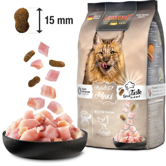Leonardo Cat Dry Food Recipe without Grain Adult GF Maxi Made in Germany Extra Fresh Poultry 0.3/1.8kg Grain Free