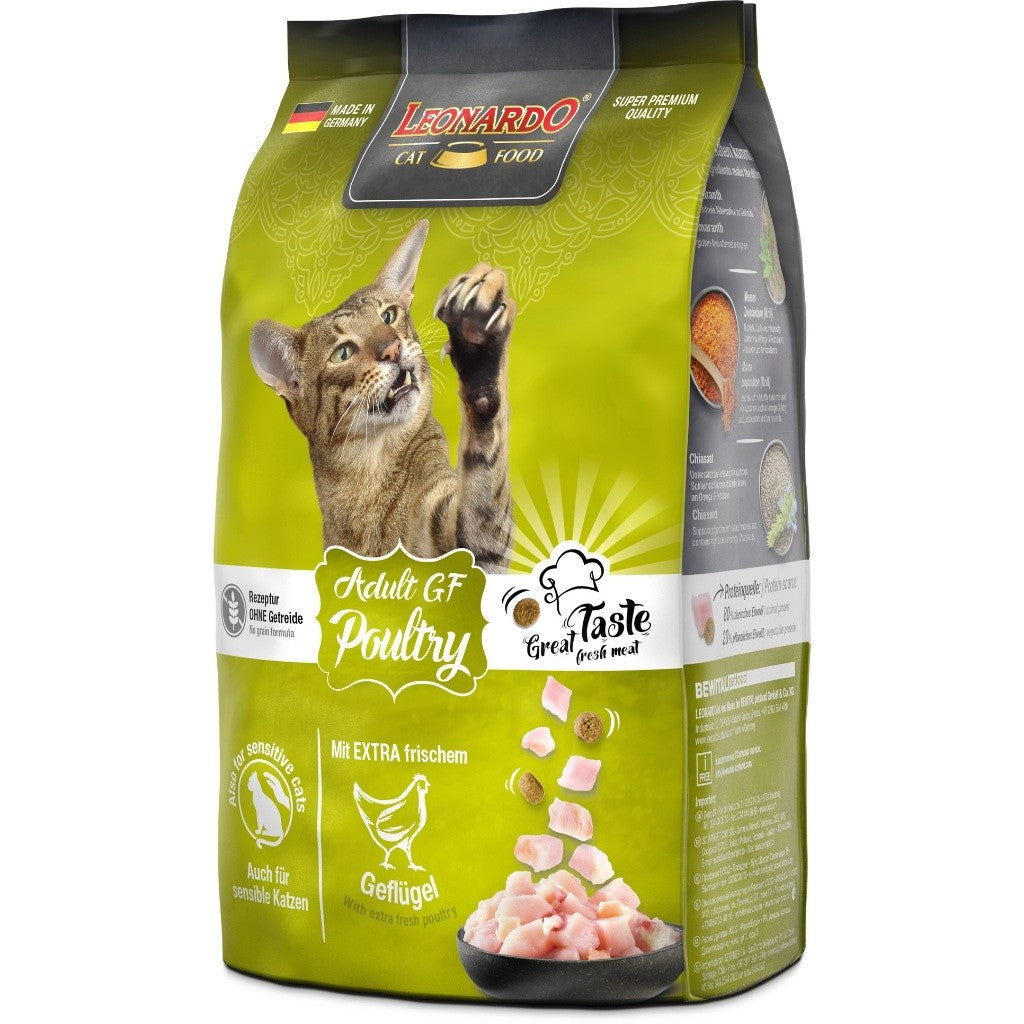 Leonardo Cat Dry Food Recipe without Grain Adult GF Poultry Made in Germany Grain Free 0.3kg 1.8kg