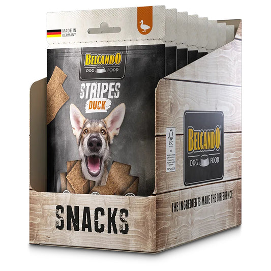 Belcando Stripes Duck 8 x 70g Dog Snack Treat Made in Germany Air-Dried