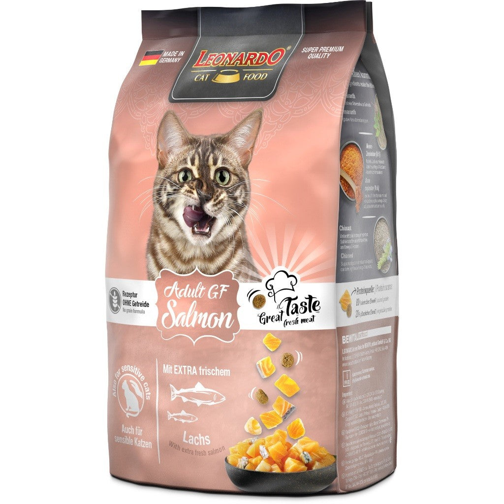 Leonardo Cat Dry Food Recipe without Grain Adult GF Salmon Made in Germany Grain Free 0.3kg 1.8kg