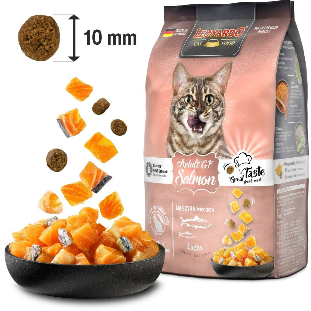 Leonardo Cat Dry Food Recipe without Grain Adult GF Salmon Made in Germany Grain Free 0.3kg 1.8kg