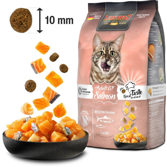 Leonardo Cat Dry Food Recipe without Grain Adult GF Salmon Made in Germany Grain Free 0.3kg 1.8kg