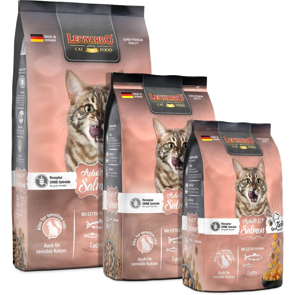 Leonardo Cat Dry Food Recipe without Grain Adult GF Salmon Made in Germany Grain Free 0.3kg 1.8kg